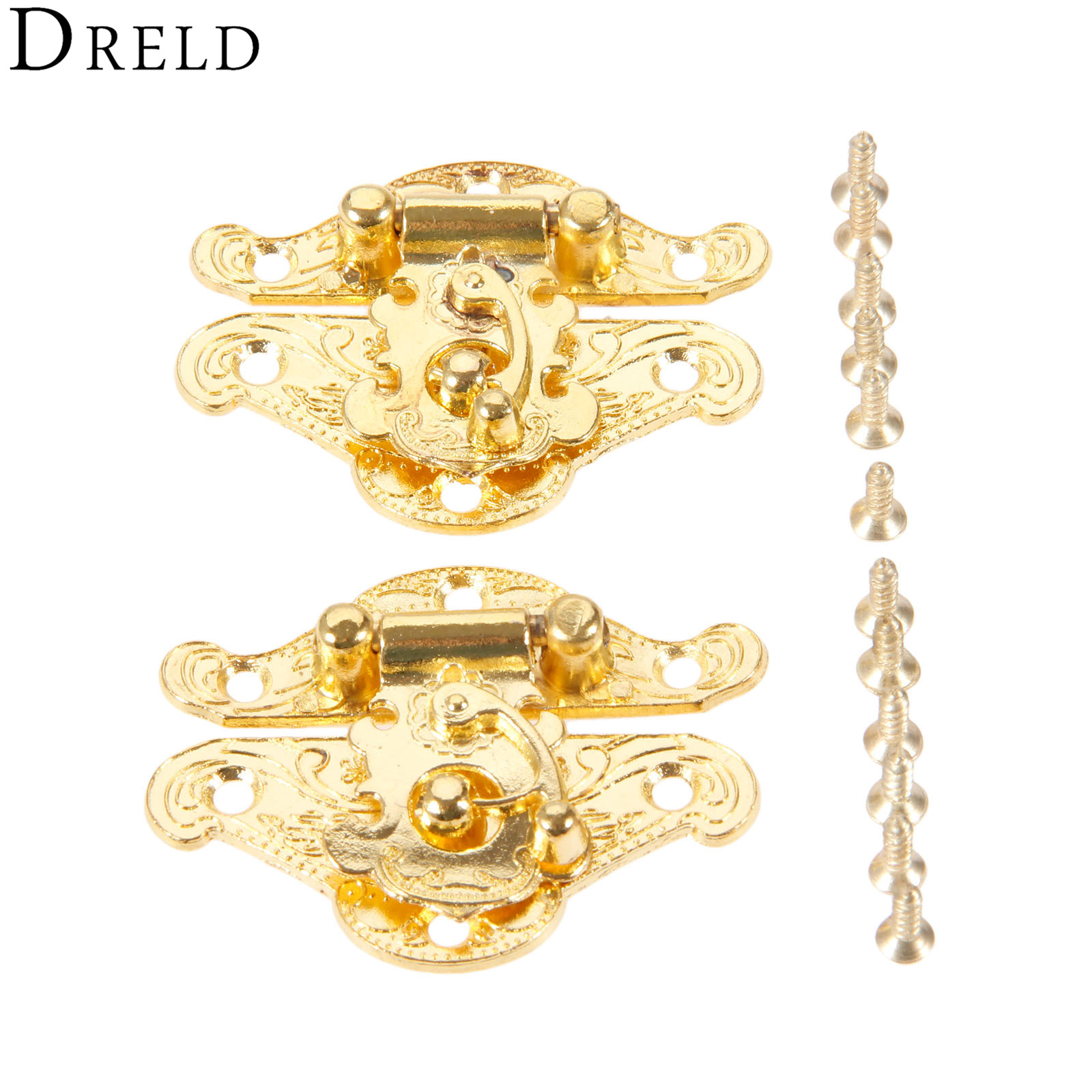 Furniture Hardware Gold - DRELD 2Pcs Antique Gold Box Latch