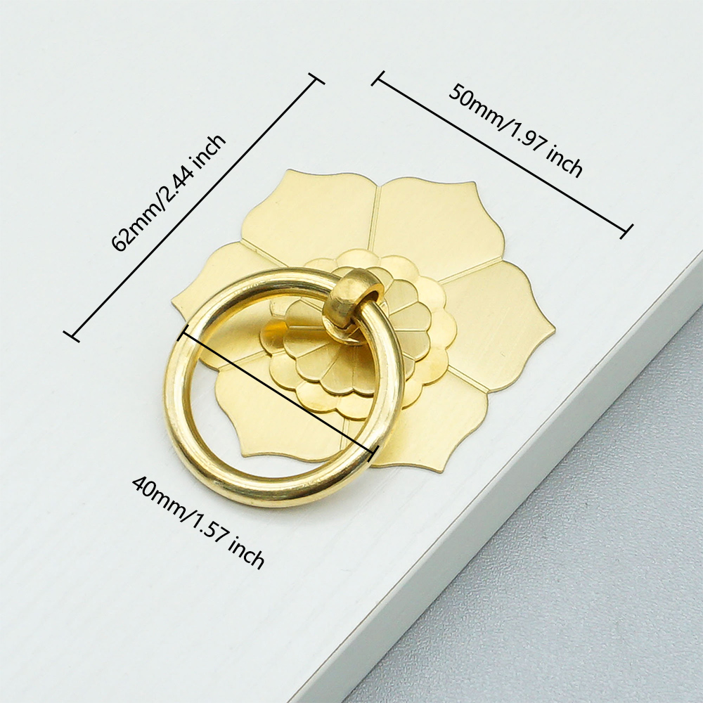 Unique Furniture Hardware - Floral Brass Cabinet Door Knobs Drop