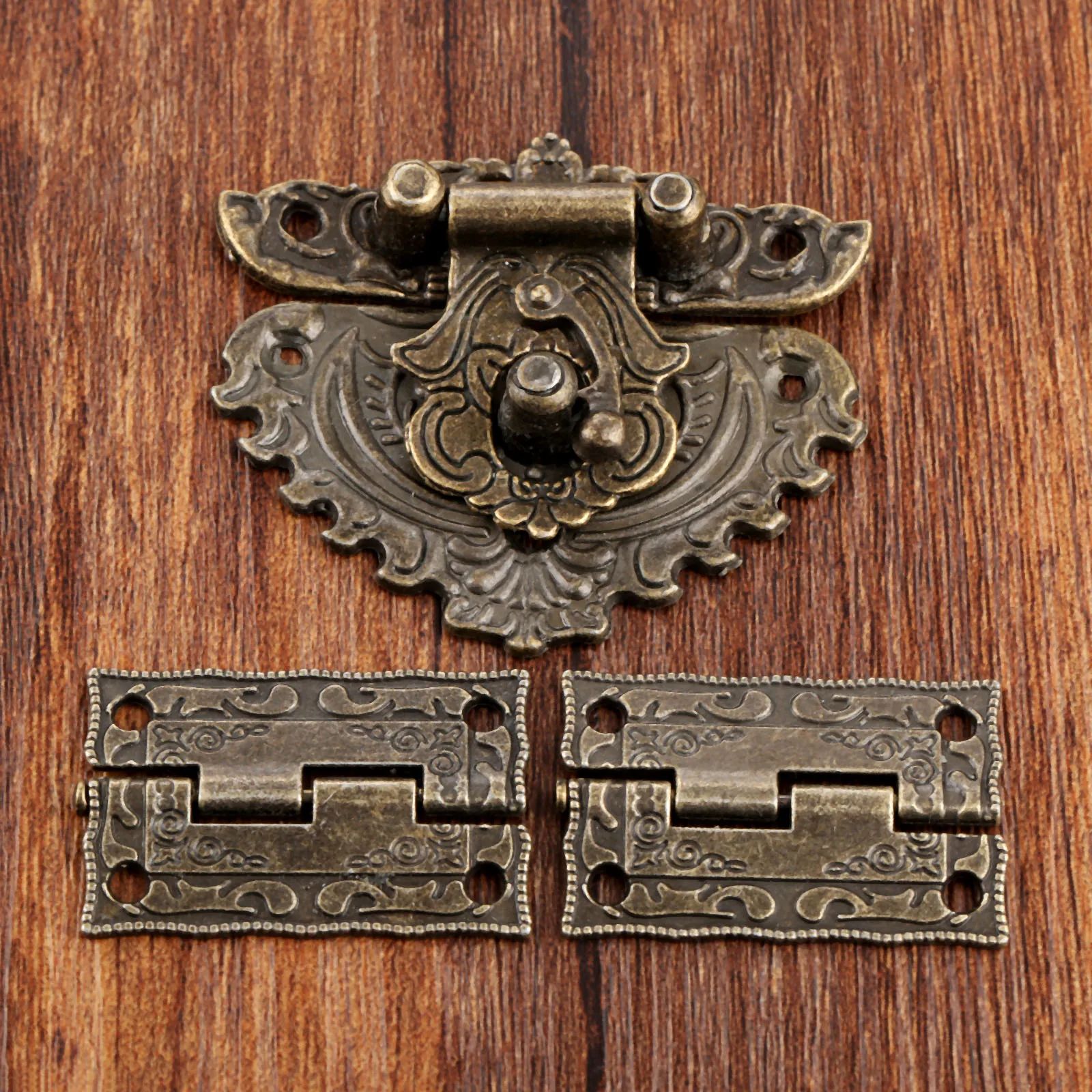 Furniture Hardware Replacement Parts - 3pcs/set Antique Bronze Padlock Wood Box