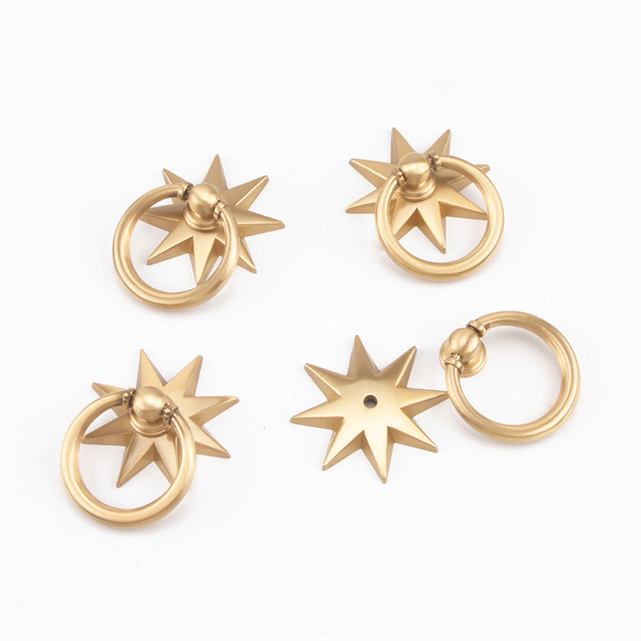 Furniture Hardware Gold - Anise Star Shape Cabinet Antique Brass