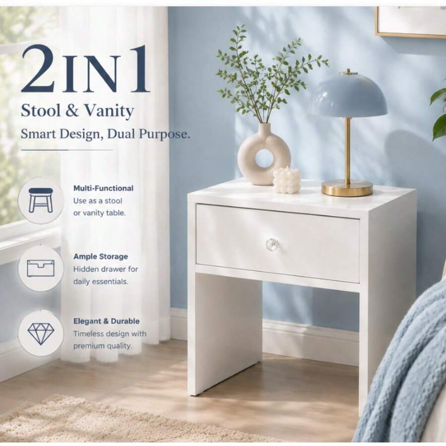 2-In-1 Storage Stool & Nightst - Furniture Hardware Suppliers ulasan dan harga