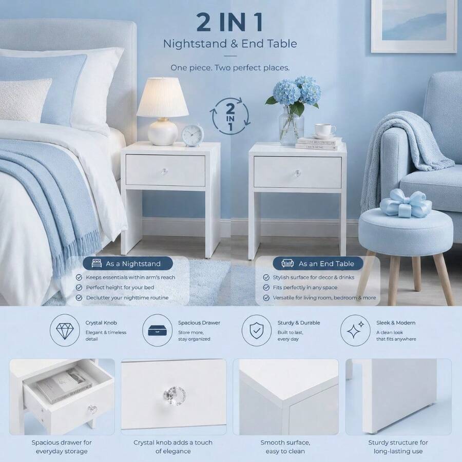 2-In-1 Storage Stool & Nightst - Furniture Hardware Suppliers ulasan dan harga