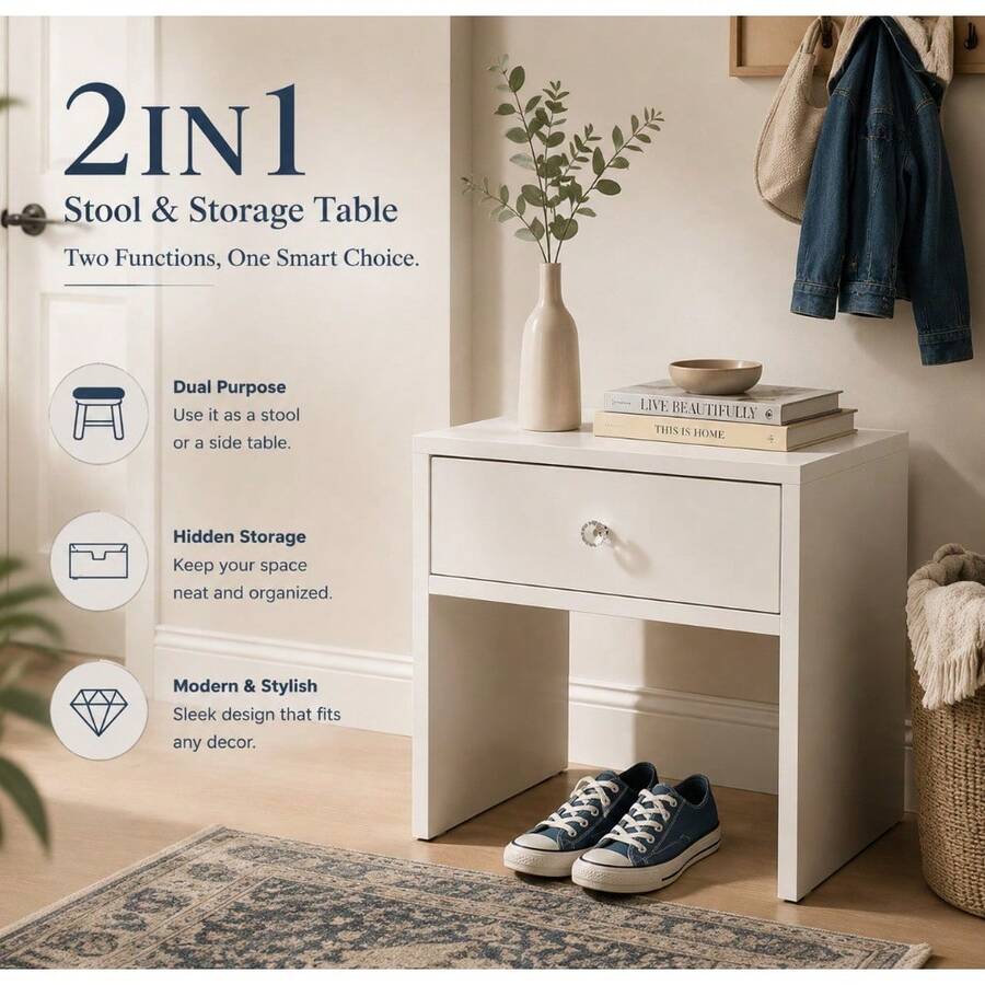 2-In-1 Storage Stool & Nightst - Furniture Hardware Suppliers ulasan dan harga