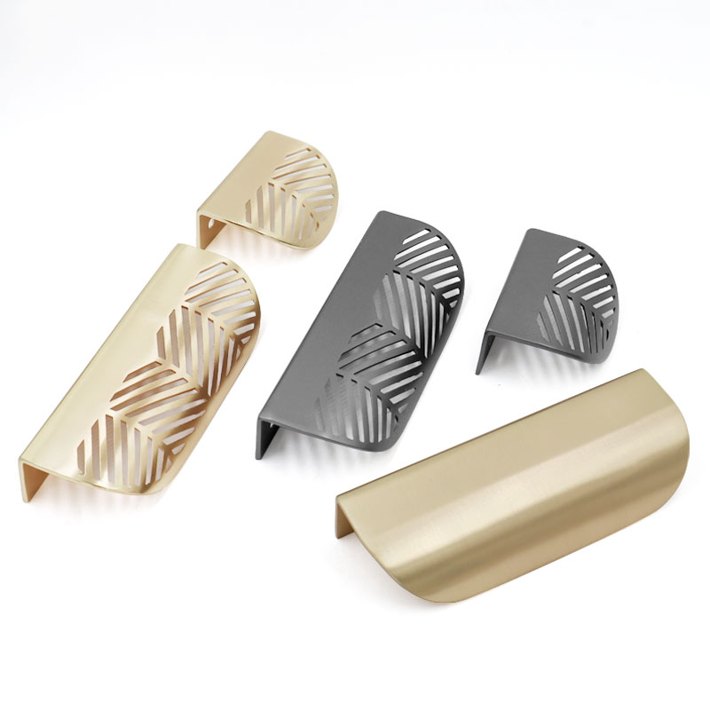 Leaf shaped Handle Gold Brushe - Furniture Hardware Gold ulasan dan harga