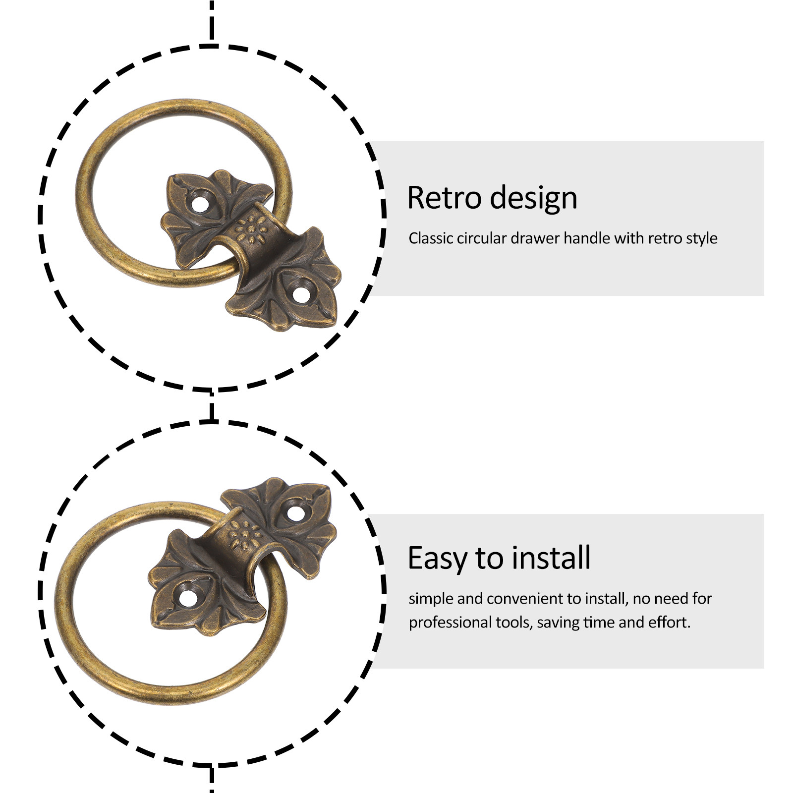 2Pcs Vintage Circle Ring Drawe - Vintage Furniture Hardware Replacement ulasan dan harga