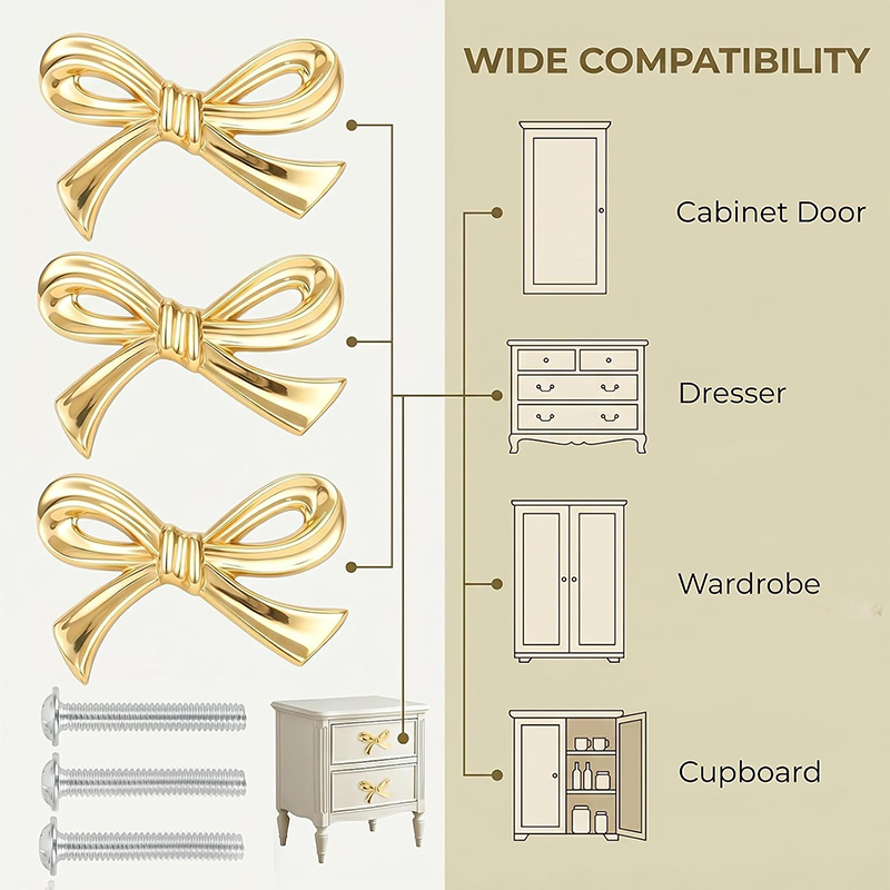 2/4/8Pcs Bow Shape Drawer Knob - Furniture Hardware Gold ulasan dan harga